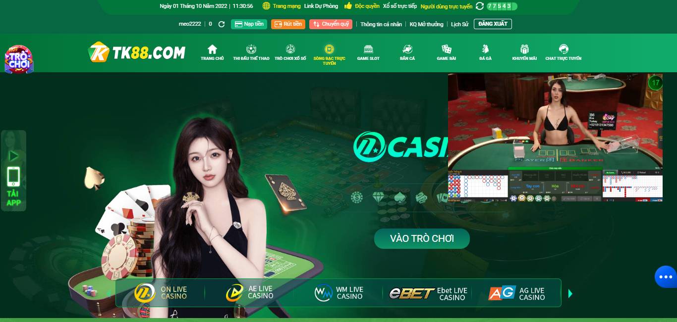 trang chủ cược baccarat tk88