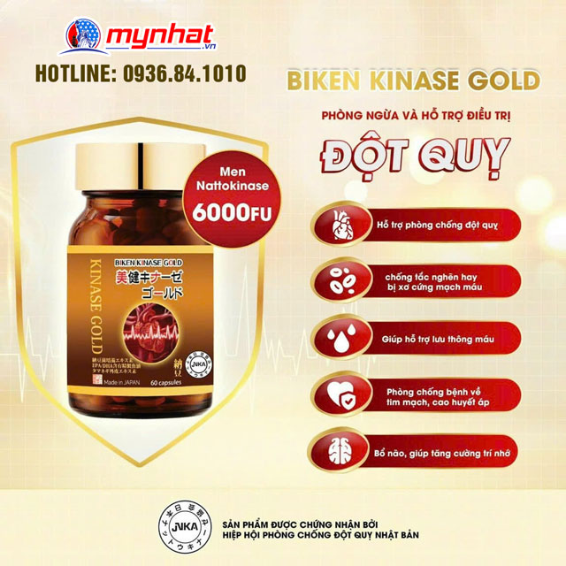 Biken Kinase Gold - Phòng độ quỵ giảm mỡ máu và ổn định huyết áp