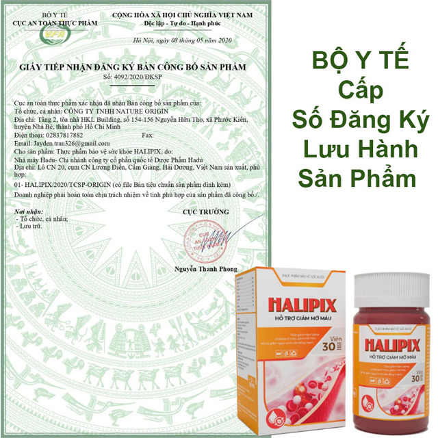 Giấy công bố sản phẩm Halipix